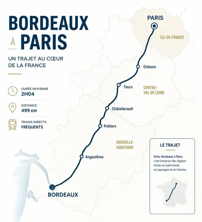 Tracé du parcours cyclotourisme Bordeaux Paris