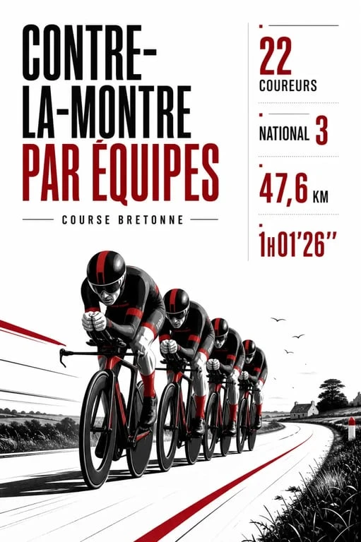 Morlaix cyclisme performance : équipe en contre-la-montre collectif et chiffres clés de la victoire N3