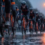 Morlaix cyclisme performance : départ sous la pluie, coureurs N3