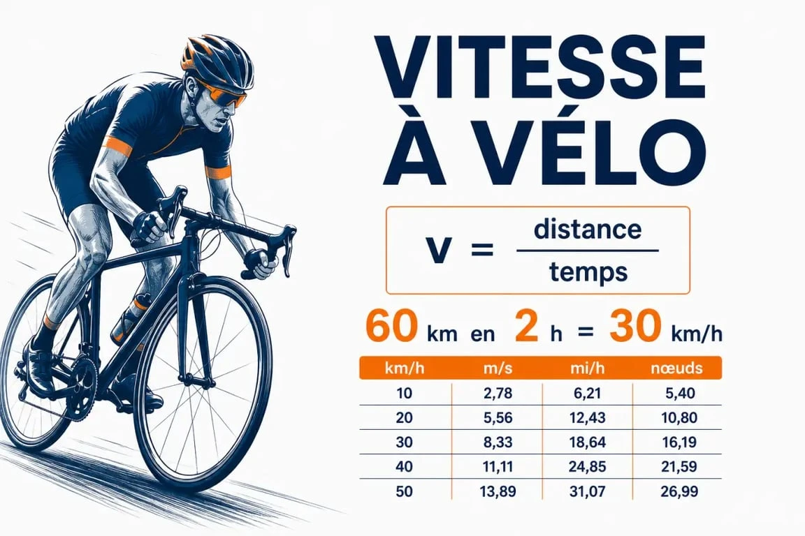 Calculer vitesse velo : formule de vitesse moyenne à vélo et conversions d’unités