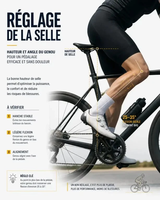Réglage de la hauteur de selle pour éviter les douleurs au genou en vélo