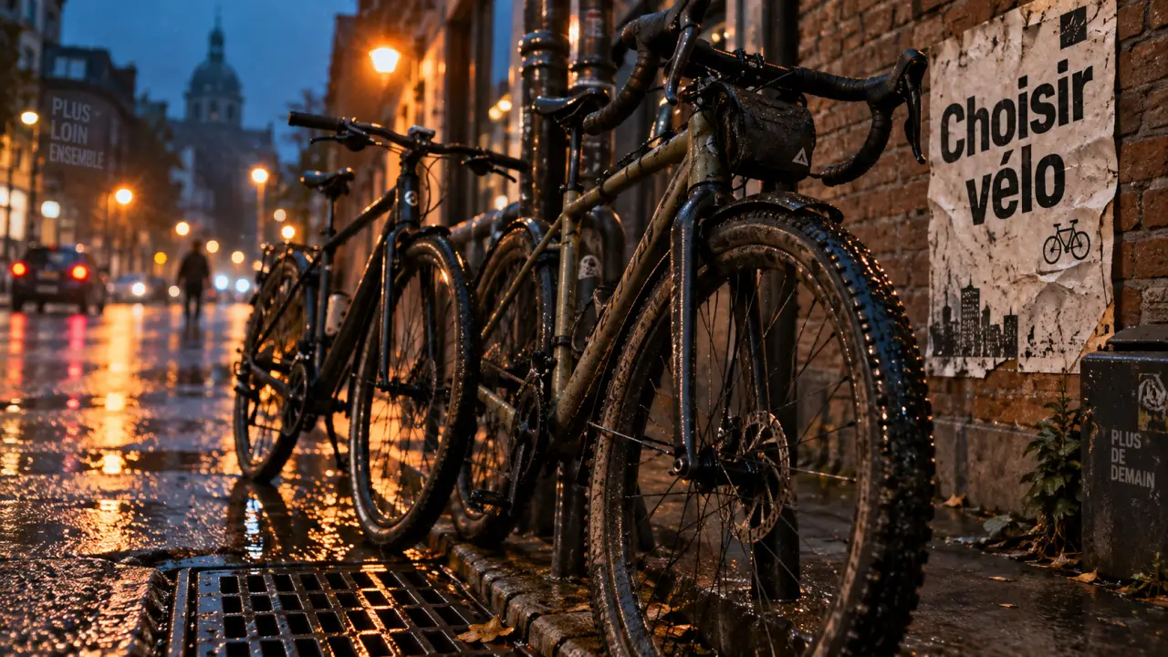 Type de velo : vélo hybride et gravel en ville humide
