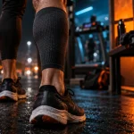 Jambiere compression sur le mollet du coureur, confort musculaire