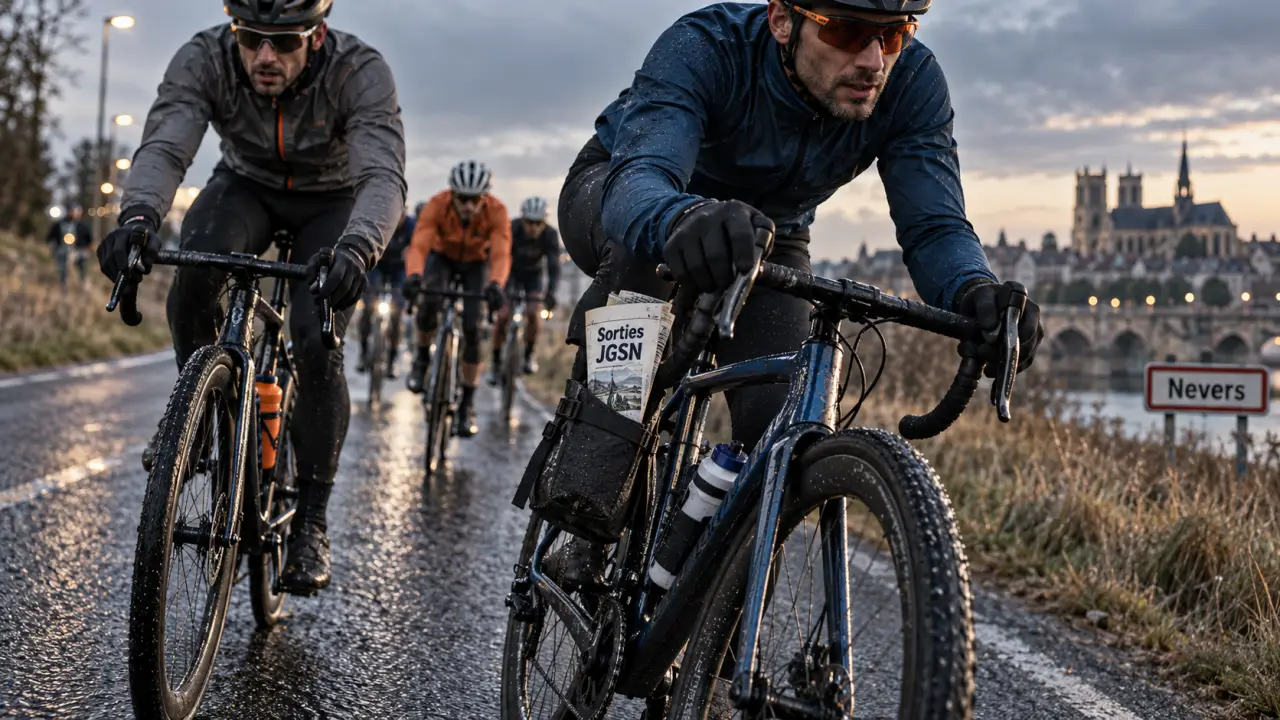 JGSN cyclotourisme : groupe cyclistes sur route à Nevers